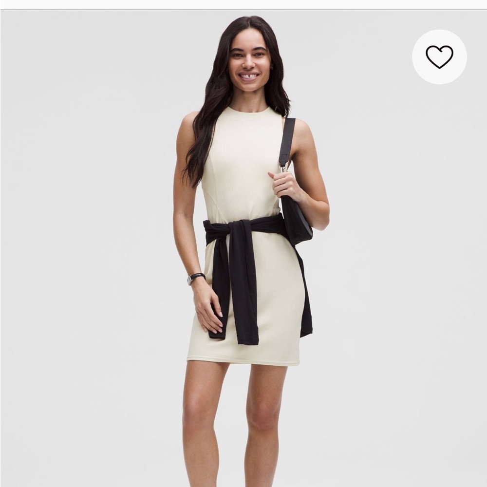 Lululemon Athletica Women 4 Off White Ribbed softstreme Fitted Dress nWT